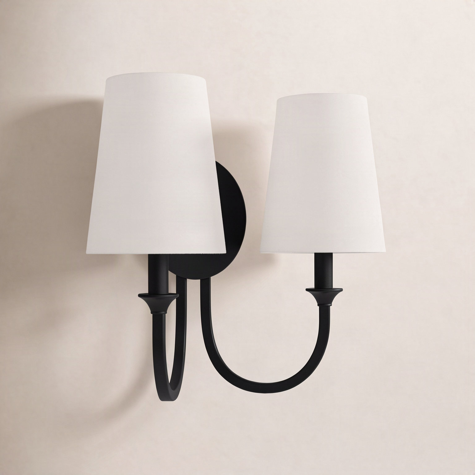 Ikenna 2 Light Dimmable Armed Sconce, Black Forged