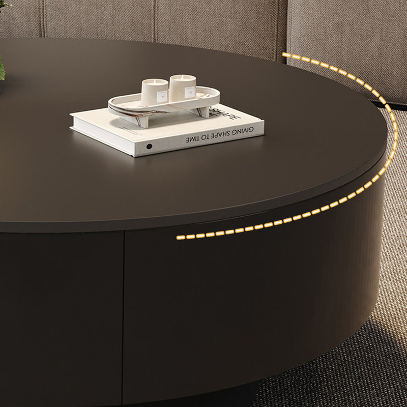 Table basse de luxe italienne Premium, H 13 po x L 27,55 po x l 27,55 po, Noir / brun clair, Couleur unie