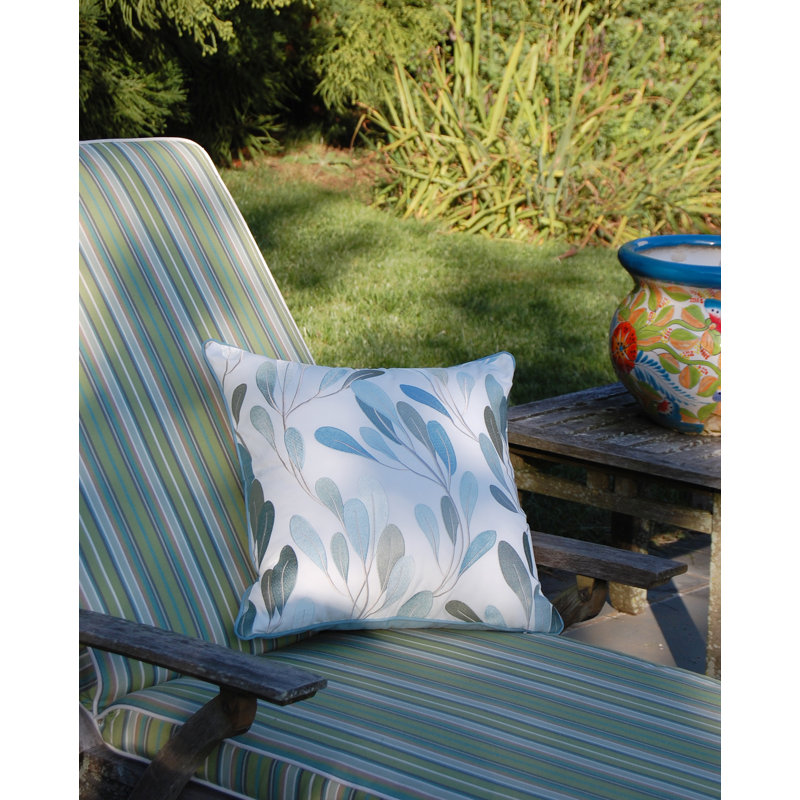 Embroidered Outdoor Throw Pillow