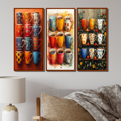 Tasse de café rouge et bleu Boho Morning I - Collection d'art mural café