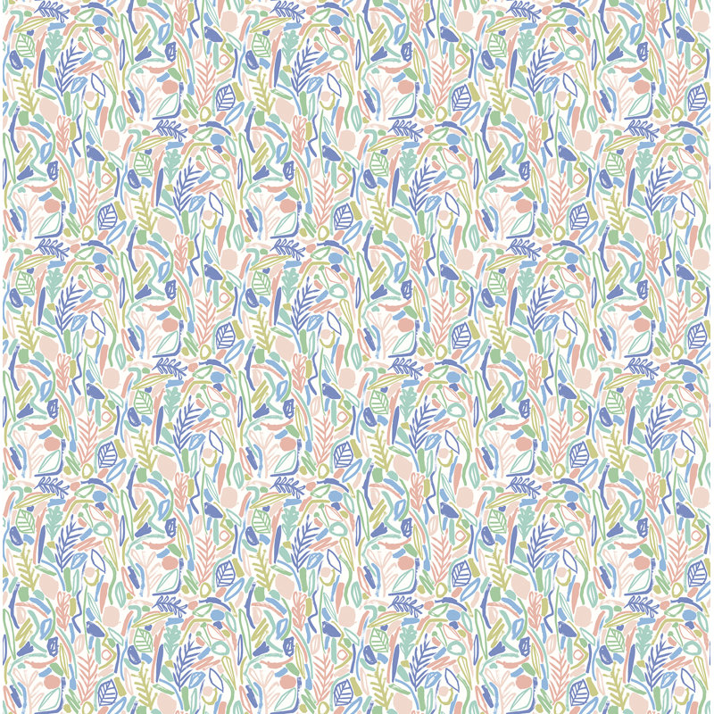 Verdure Lime Painted Botanical Wallpaper, Pastel