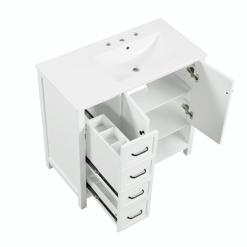Meuble-lavabo simple 36 po avec plateau en céramique Mathey