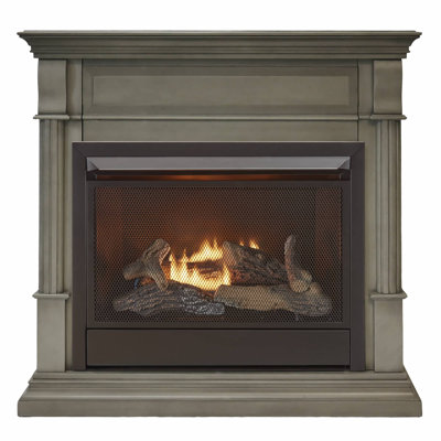 Duluth Forge Ventless Liquid Propane Gas Fireplace With Mantel - 26,000 BTU, Remote Control, Slate Gray Finish - Model# DFS-300LR-3GR