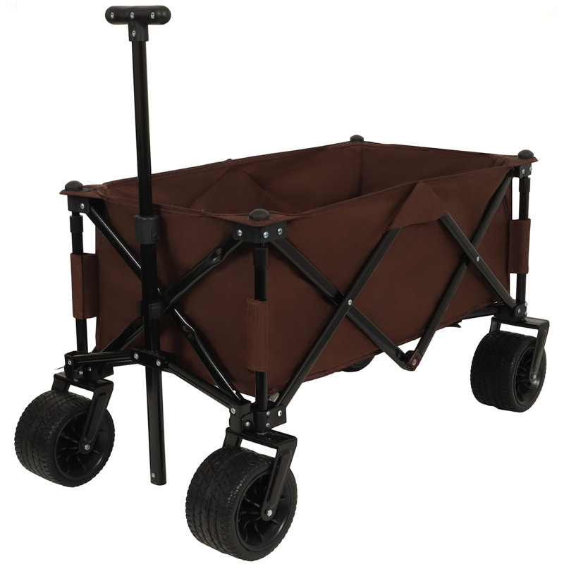 Chariot de jardin utilitaire pliable couleur pliable, H 2,85 pi x l 3,16 pi x P 1,81 pi, Brun