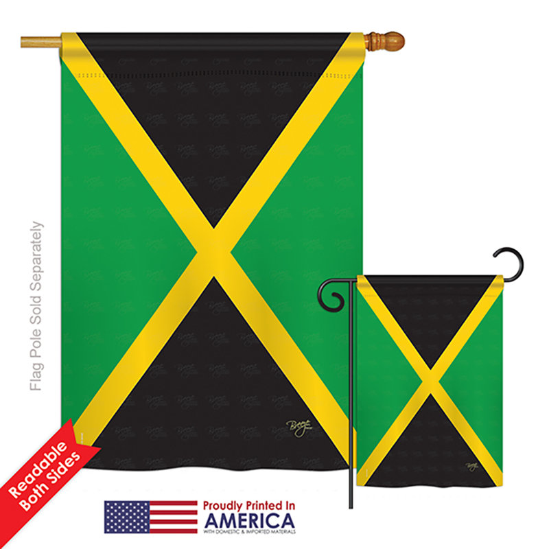 Ensemble de 2 drapeaux en polyester vertical 2 côtés, jamaïque of the world