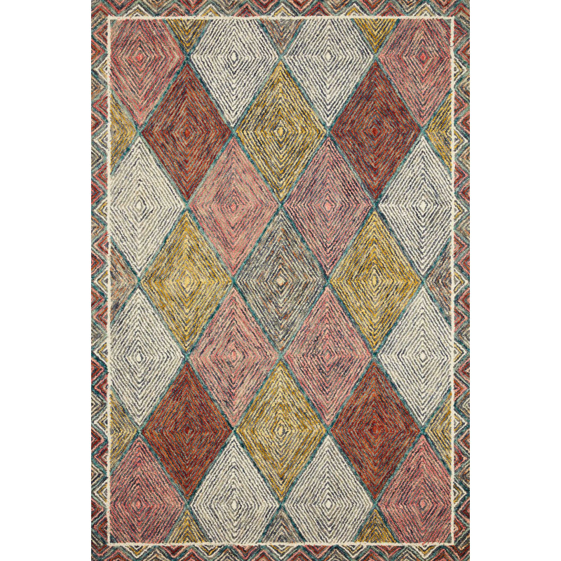 Tapis rose en laine crocheté à la main Morecambe, Rectangle 2 pi 3 po x 3 pi 9 po