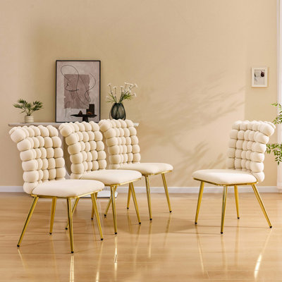 Fauteuil d'appoint ergonomique capitonné avec pieds brillants, fauteuil de salle à manger et meuble-lavabo peu encombrant