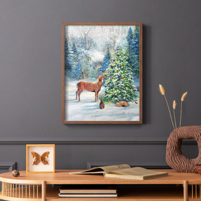 Winter Gathering Framed Print - Solid Wood