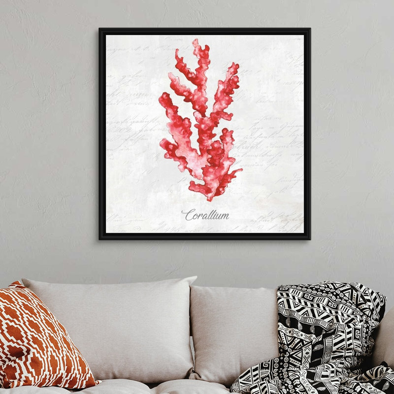 Reproduction d’art graphique sur toile, "Red Sea Coral" par Eva watts, H 38 po x l 38 po x P 1,75 po, Cadre noir