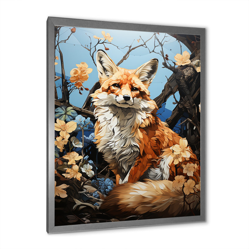 Reproduction d'art sur toile Fox Wilderness Guardian Pastoral II - Animaux, H 40 po x l 30 po x P 1,5 po, Cadre photo argenté