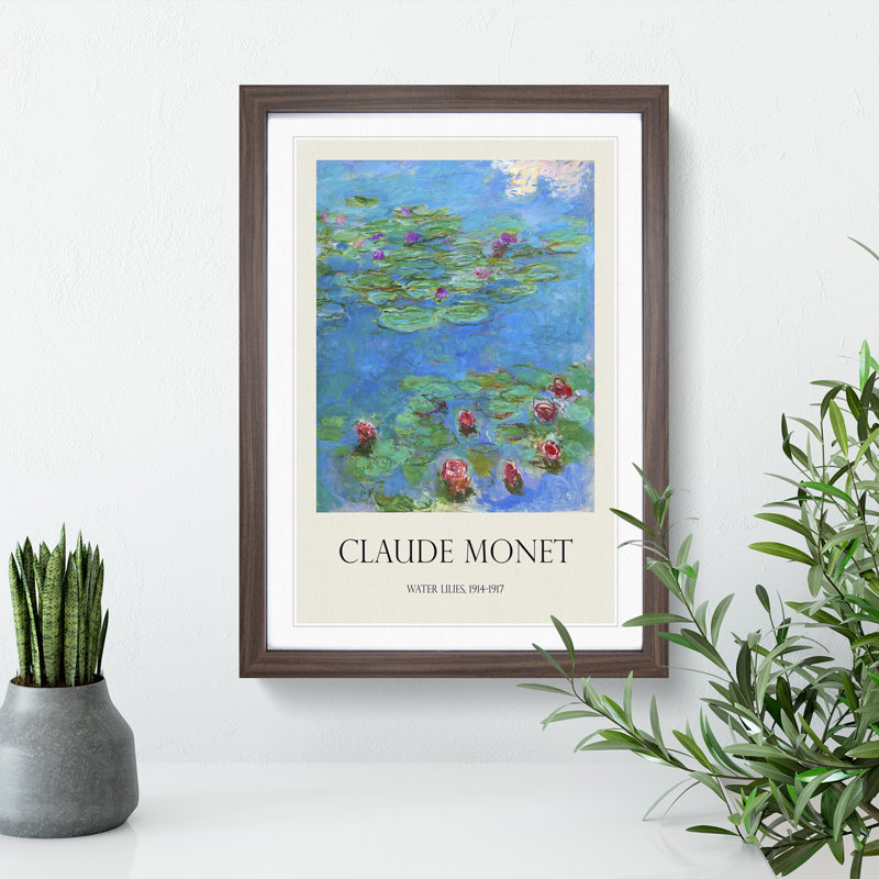 Water Lilies Lily Pond Vol.33 by Claude Monet - Picture Frame Art Prints, 48cm H x 36cm W x 2cm D, Walnut Framed