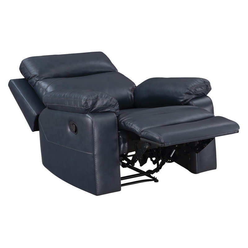 Bryson Faux Leather Recliner, Dark Navy