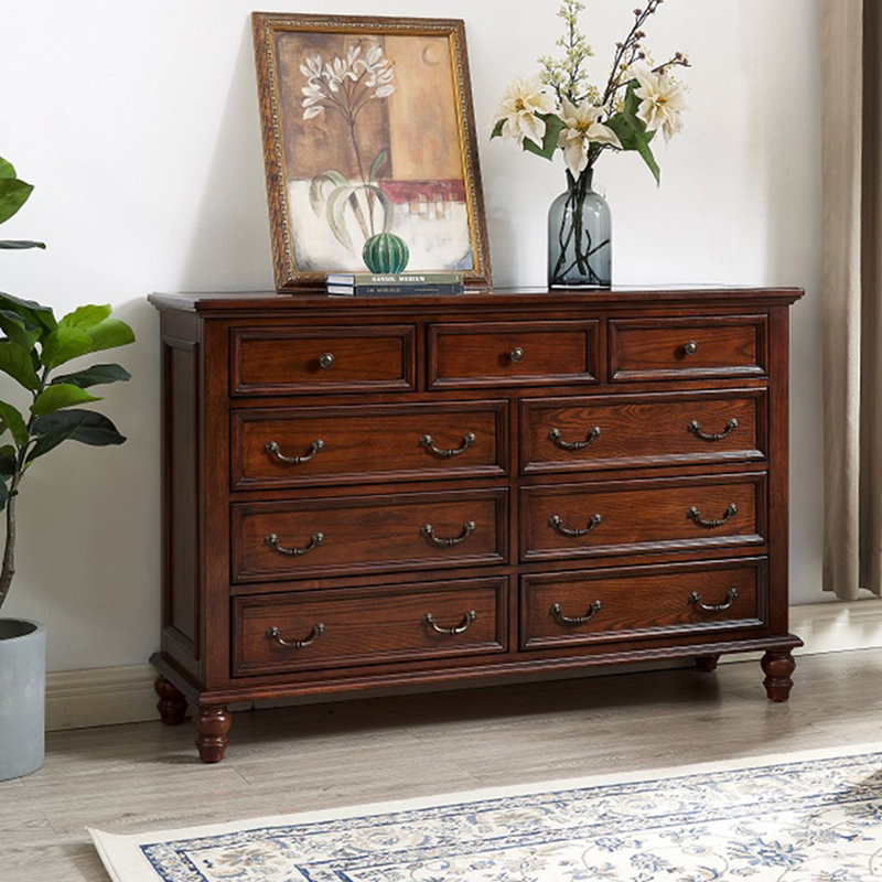 Commodes et commodes rectangulaires en bois massif brun noisette