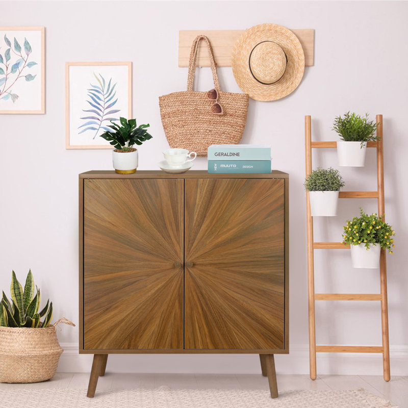 Armoire de rangement en bois à 2 portes avec tablette réglable