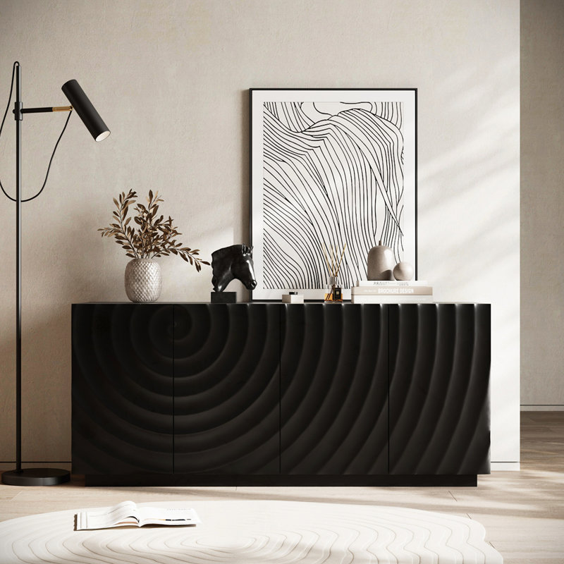 4 Doors Buffet Cabinets, Black