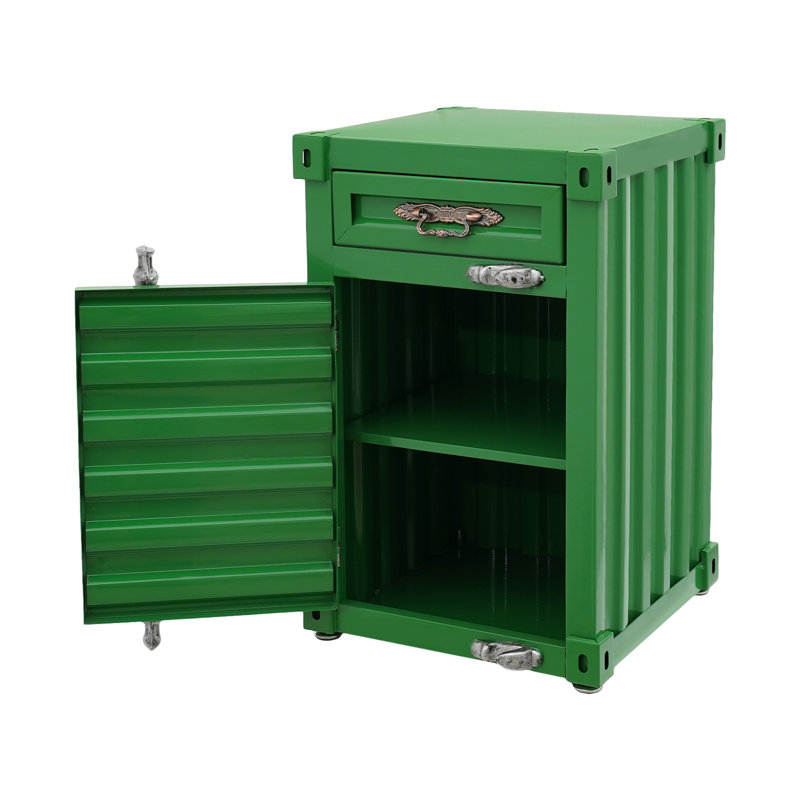 Table d'appoint style contenant avec tiroir, Vert
