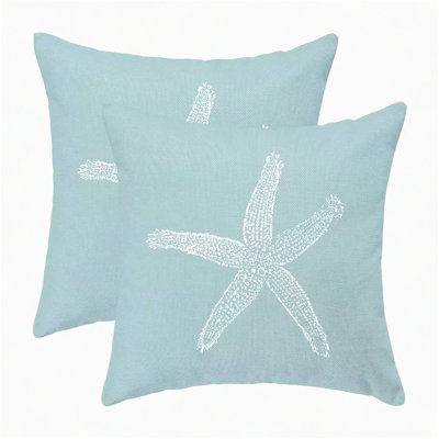 Starfish Seafoam Beach Pillow Covers - Set of 2, Coastal Linen Decor for Indoor Outdoor Sofa Bedroom Living Room - Coastal Pillowcase