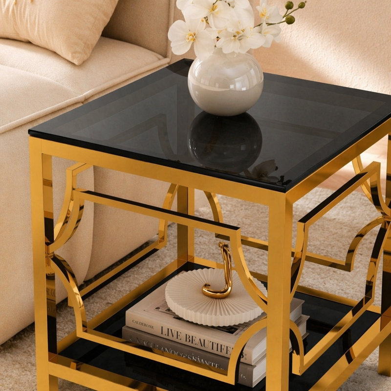 Table d'appoint 19,7 po Modern Gold, Noir