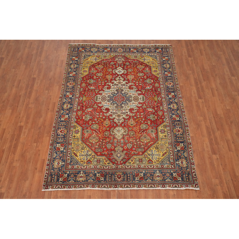 Tapis traditionnel rétro en laine 7 x 9