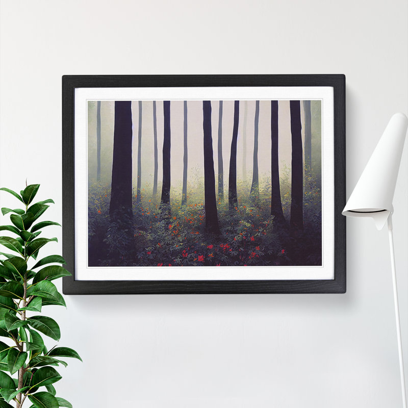 A Mysterious Summer Forest - Single Picture Frame Print, 46cm H x 64cm W x 2cm D, Black