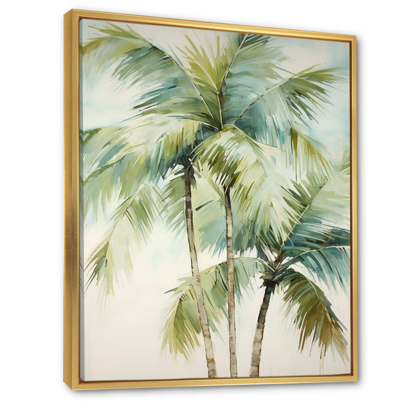 «Dreyfuss Green Minimalims Palm Trees I», reproduction d'art sur toile, palmiers, H 20 po x l 12 po x P 1 po