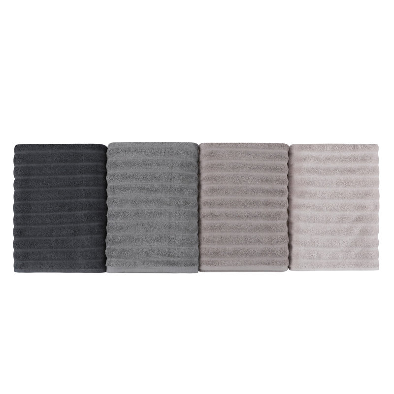 Ensemble de 4 serviettes de bain en coton turc, Gris