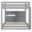 Lit superposé double avec lumières DEL contrôlées par l'application, ports USB, tablettes de rangement et tiroirs - Lit pour enfant robuste, gris-1848501922