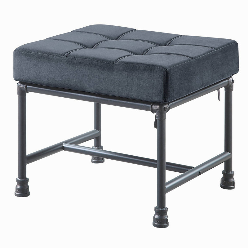 Grey And Sandy Grey Rectangle Ottoman