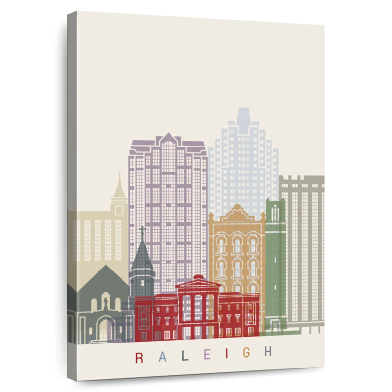 Affiche Sirci Raleigh Skyline, H 12 po x l 8 po