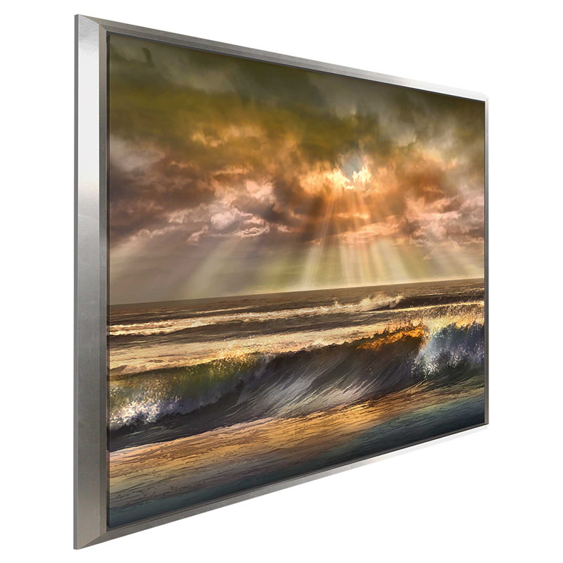 «Waves of Light», reproduction d'art sur toile, H 27,5 po x l 27,5 po x P 2 po, Cadre flottant argent