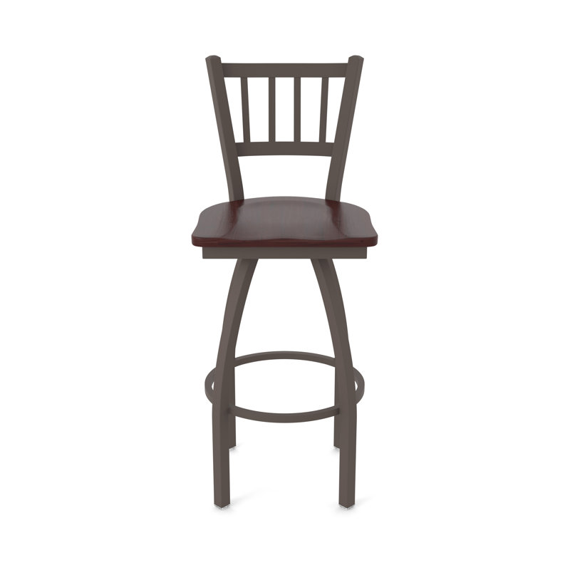 Tabouret de bar rotatif 25 po Nicolai, Bronze, Bois - Érable cerise foncée, Tabouret de bar (siège d’une hauteur de 30 po)