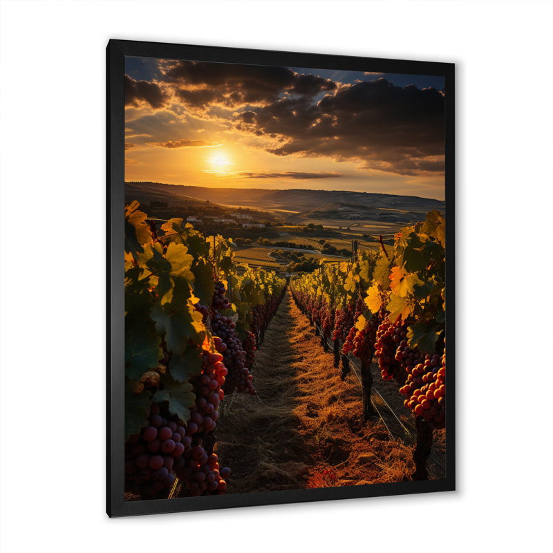 Vignobles français à Bordeaux - Décoration murale de ferme, H 40 po x l 30 po x P 1,5 po, Cadre photo noir
