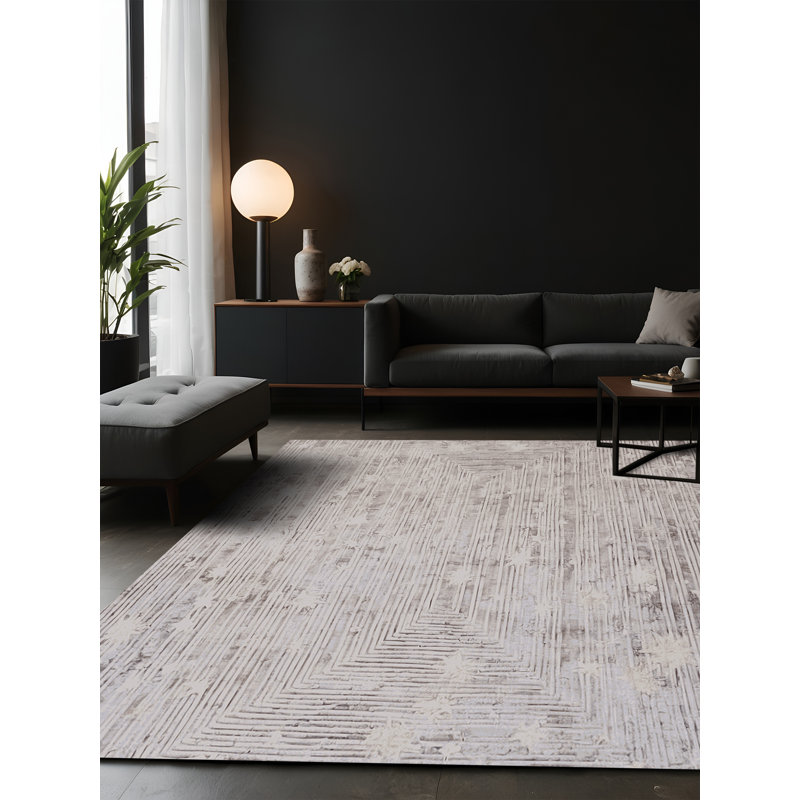 Tapis gris soyeux et moelleux, Carré 5 pi