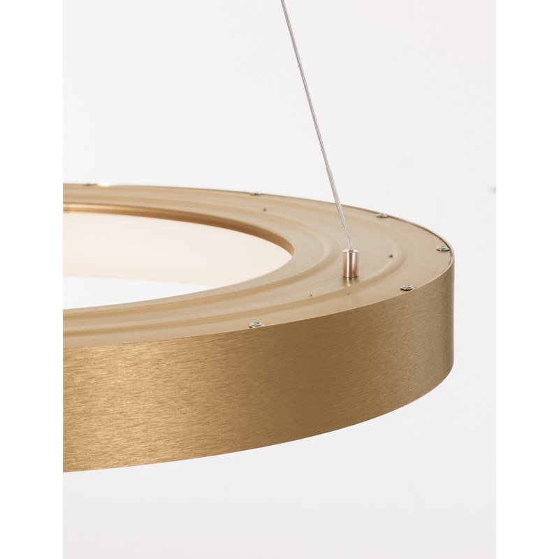 1 - Light LED Drum Pendant, Gold, 120cm H x 60cm W x 60cm D