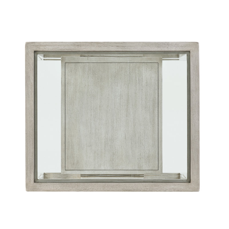Cream Wood and Metal Rectangular End Table