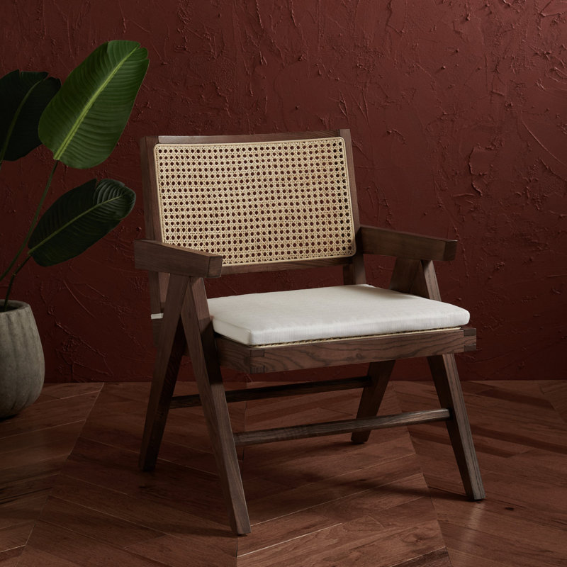 Fauteuil d'appoint en rotin Huck, Noyer / naturel