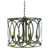 New Orleans 6 - Light Candle Style Drum Chandelier with Wrought Iron Accents