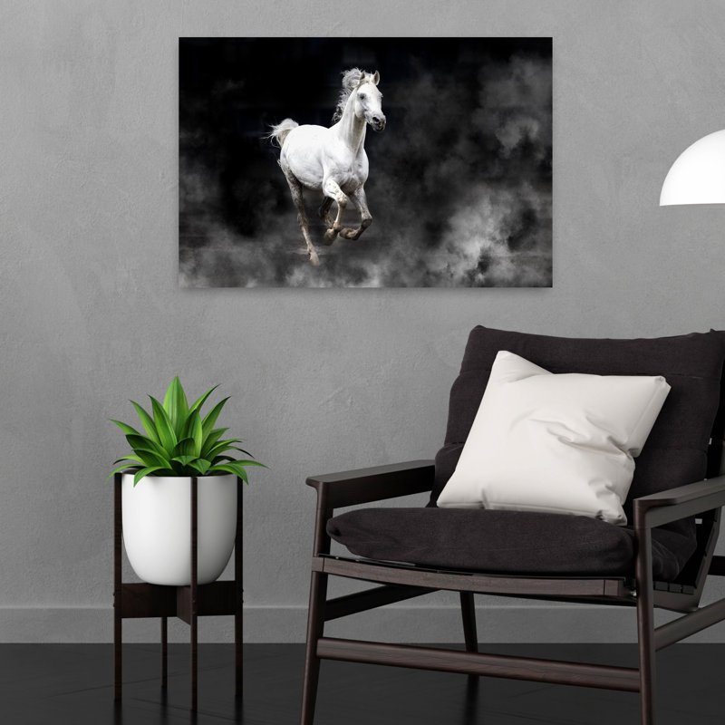 Art mural abstrait cheval contemporain Fergana, H 24 po x l 16 po
