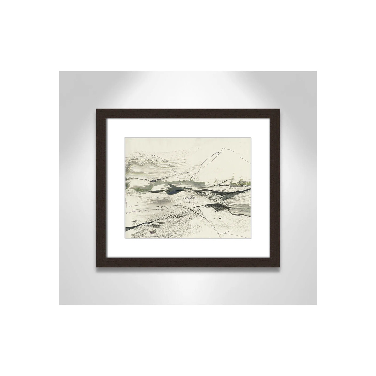 Green Sketches by PI Studio, White, Black Box Picture Framed, 13" H x 15" W x 1.25" D