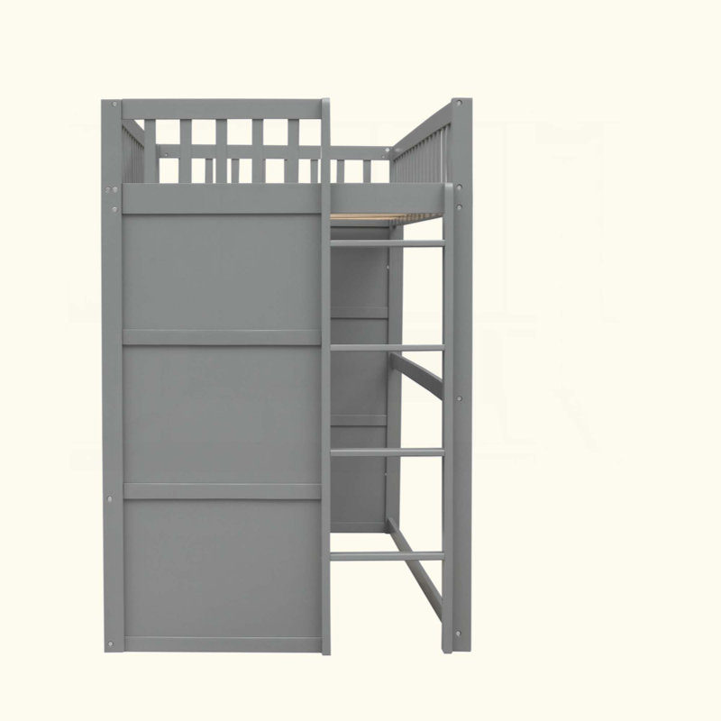 Lit mezzanine avec échelle House, Gris / Blanc, Lit simple