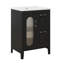 Meuble-lavabo de salle de bain 24 po avec lavabo en céramique, 1 porte en verre, 2 tiroirs à fermeture douce et tablette réglable-114292029