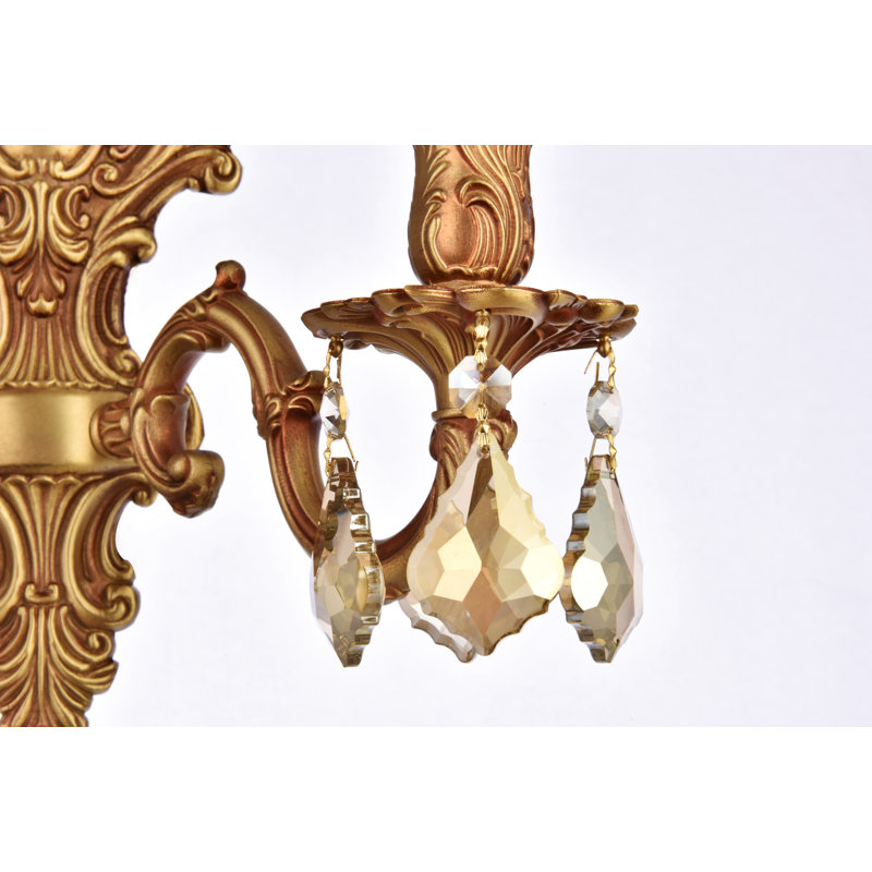 Aadyn Wall Sconce, French Gold, Golden Teak (Smoky) / Royal Cut