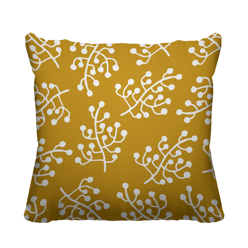 Coussin intérieur / extérieur Charis Wild Flower, Jaune, 19 po x 19 po, Carré