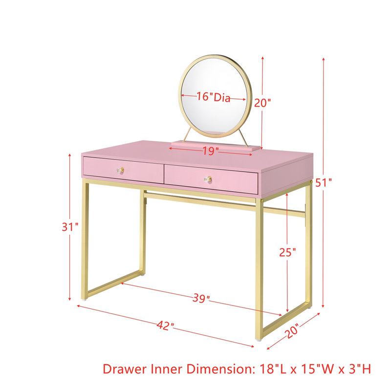 Koedy Vanity Desk Mirror & Jewelry Tray