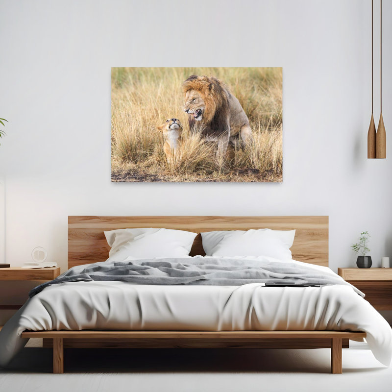Art mural Lions Intense Moment, 40" H x 60" W