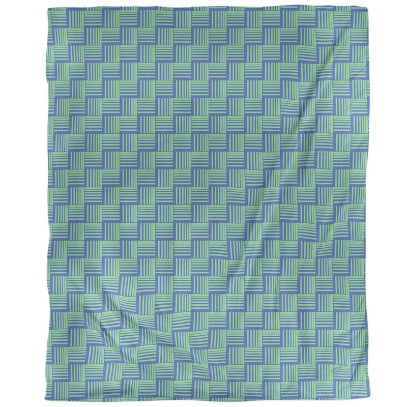 Housse de couette simple à rayures baskettressées, Housse de couette pour grand lit, Bleu/vert, Microfibre