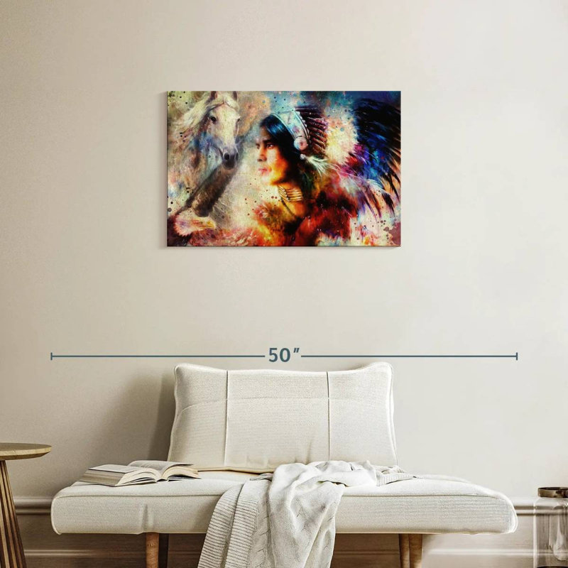 Lelar American Indian Warrior, 20" H x 30" W