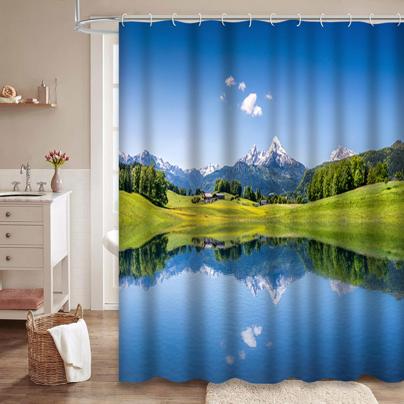 Rideau de douche Suisse avec 12 crochets, L 72 po x l 72 po