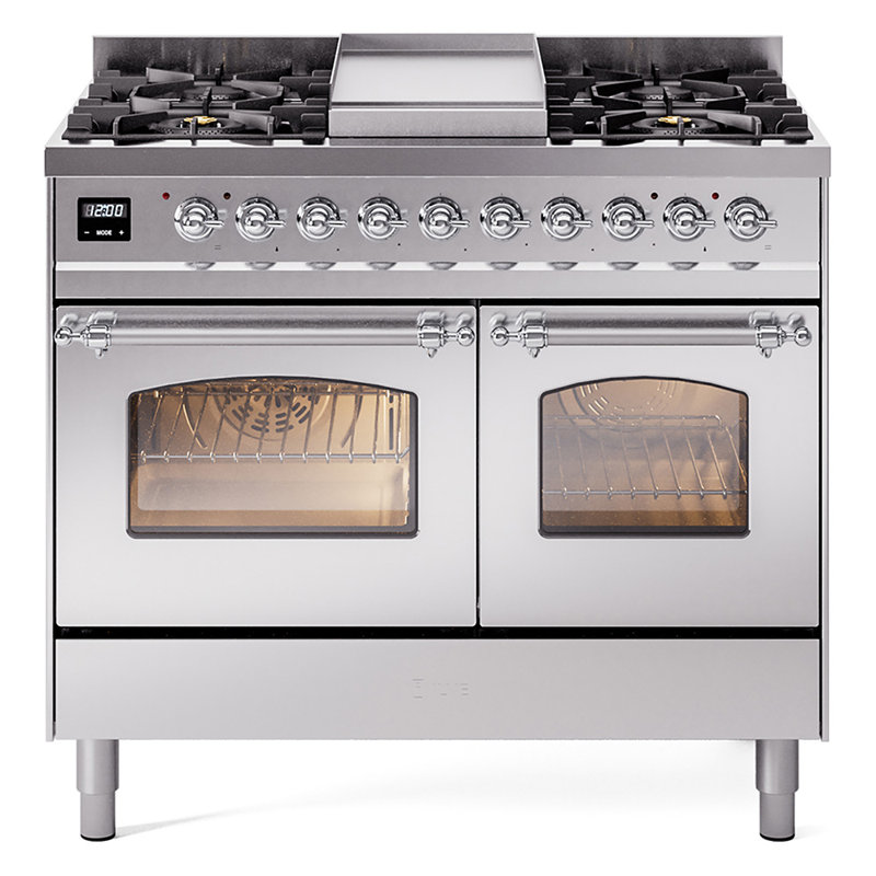 ILVE Nostalgie II 40 in Dual Fuel Range, Liquid Propane, White/Bronze