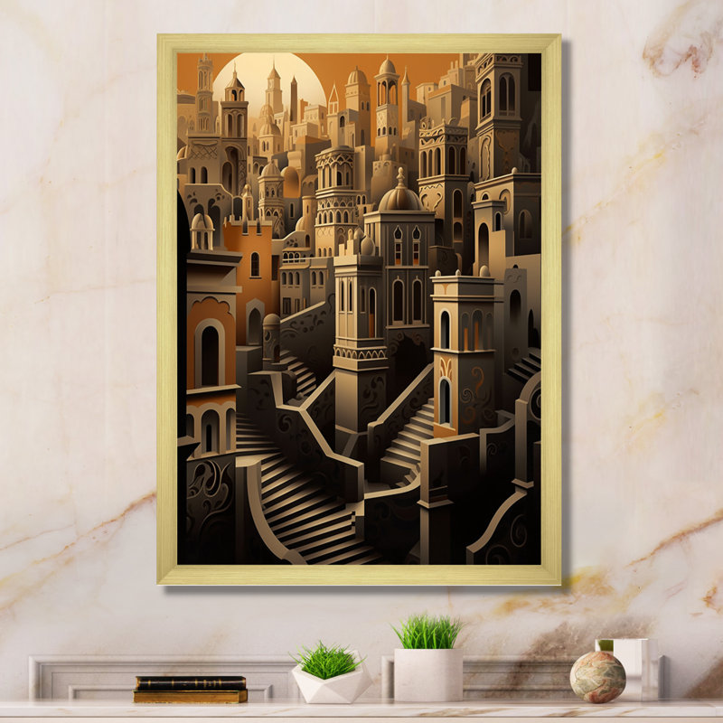 «Arab City Hills IV», reproduction d'art sur toile, H 20 po x l 12 po x P 1 po, Or